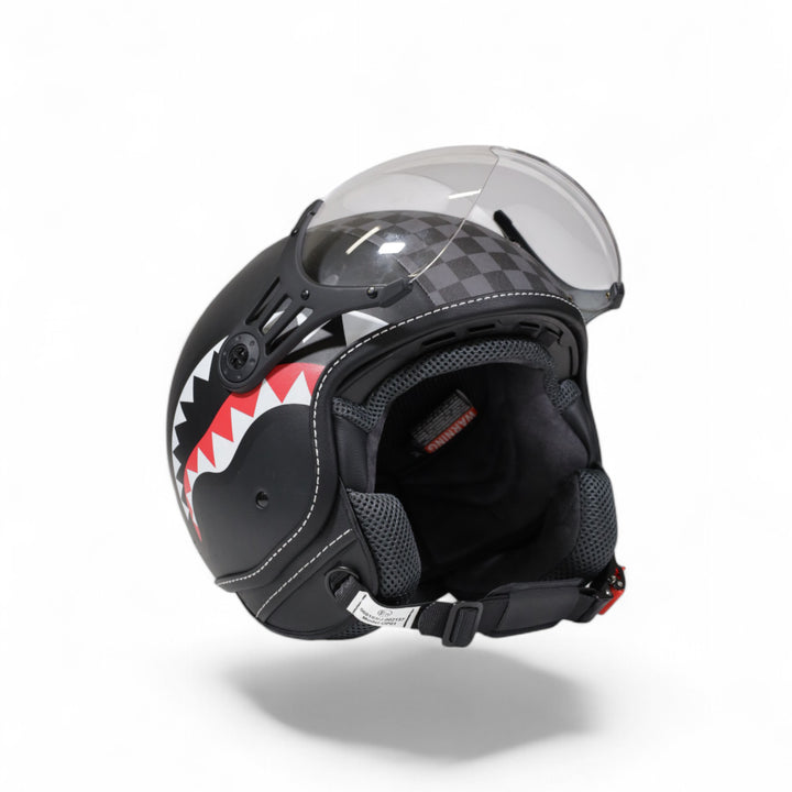 OP01GREY - Helmets - Unisex - Sprayground - JET SHARKS IN PARIS HELMET - Grey & Black - Approved - Lightweight - Biker Look - Accessory