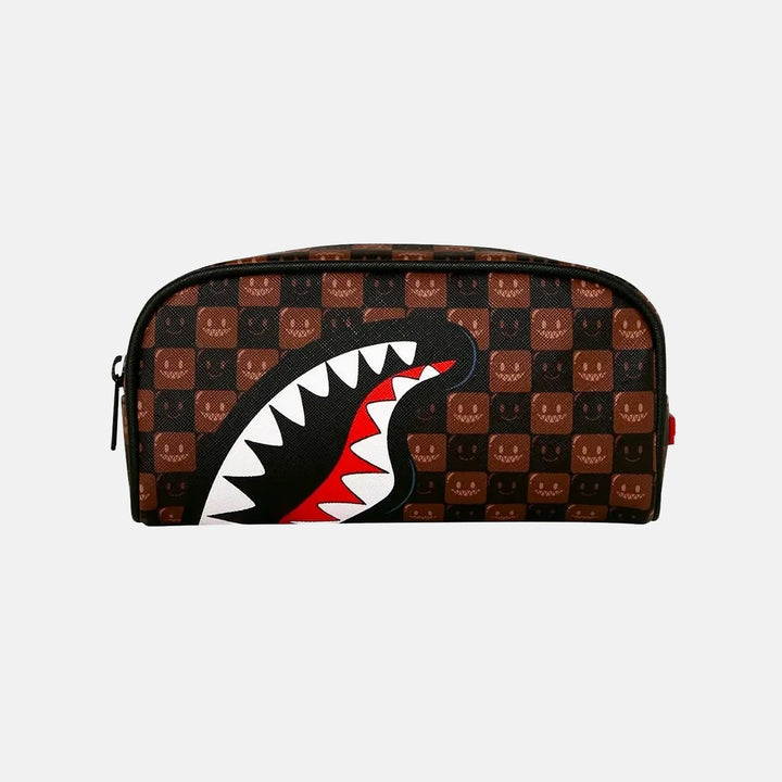 ASTUCCIO POCHETTE UNISEX SPRAYGROUND SHARKS IN PARIS WTF BUBBLE BROWN CHECK