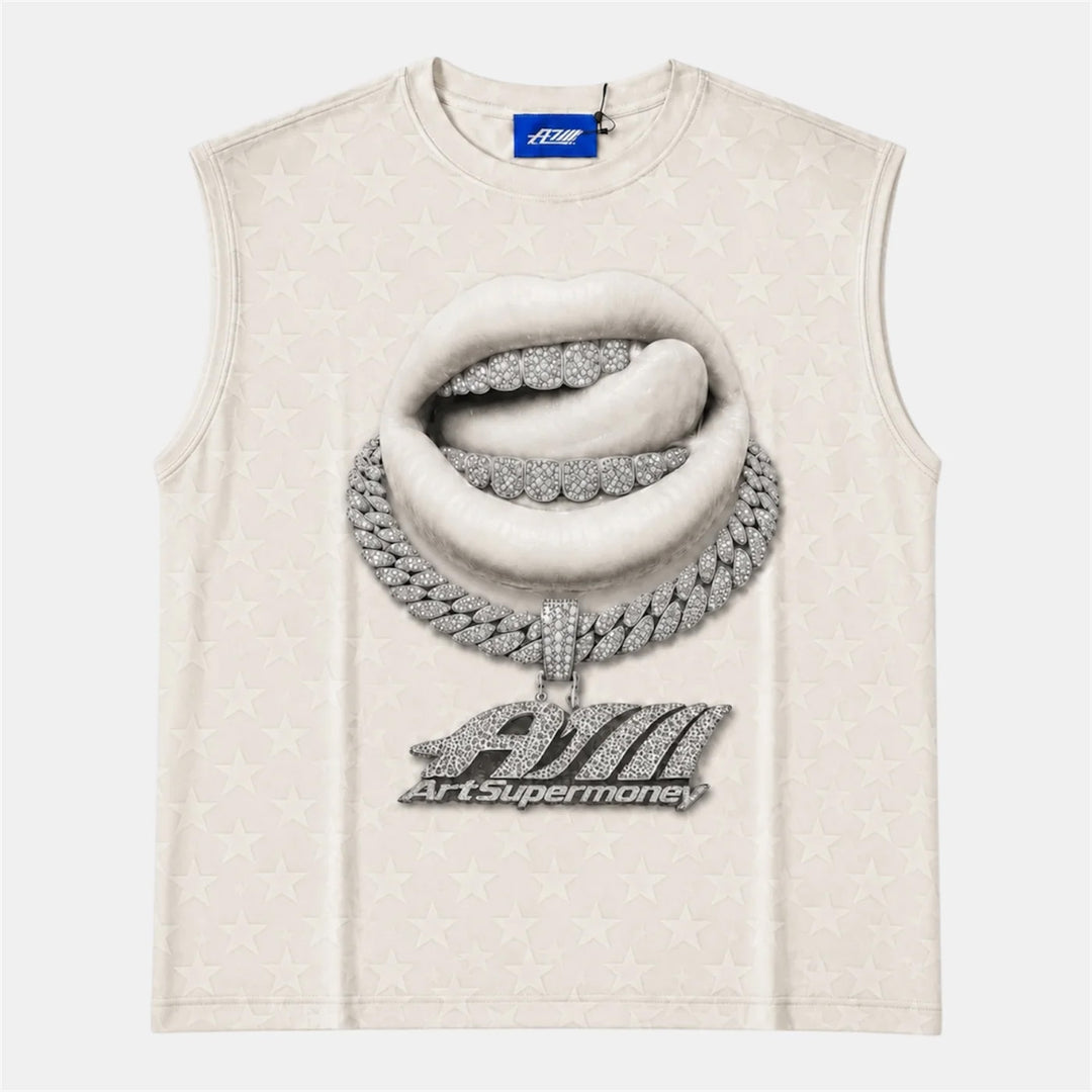 CANOTTA UOMO ART SUPER MONEY LIPS SMANICATA NERA