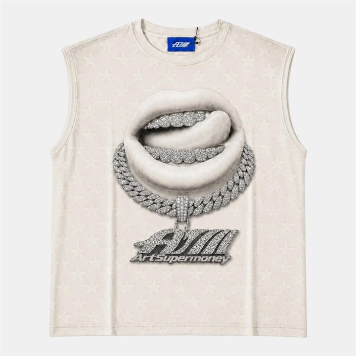 CANOTTA UOMO ART SUPER MONEY LIPS SMANICATA NERA