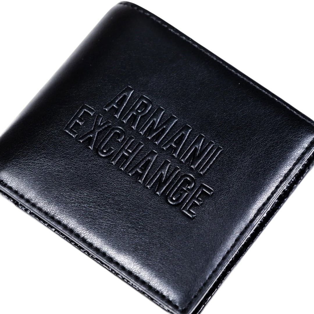 XM000167 AF17211 - PORTAFOGLIO UOMO ARMANI EXCHANGE IN PELLE NERA CON LOGO IMPRESSO