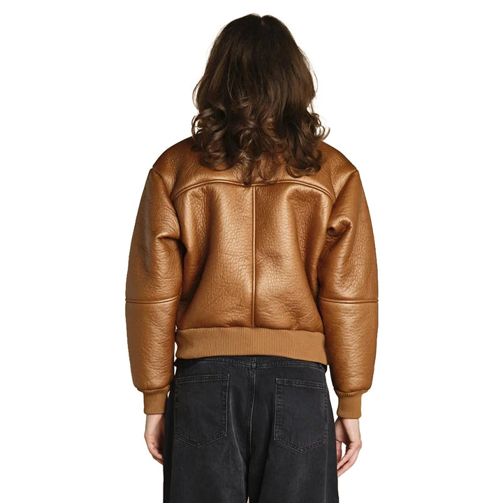 F258007 - Giacche - ALPHA INDUSTRIES GIACCA BOMBER CROP DONNA – CON COLLARE PELLICCIA – MARRONE/NERO