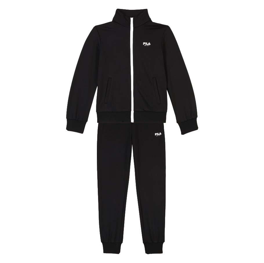 FAT0702 - Tute - Fila - Bambini - Completa - TROVO REGULAR - Sportiva - Confortevole - Logo Classico - Nera - Palestra - Tempo Libero - Abbigliamento Autunno Inverno