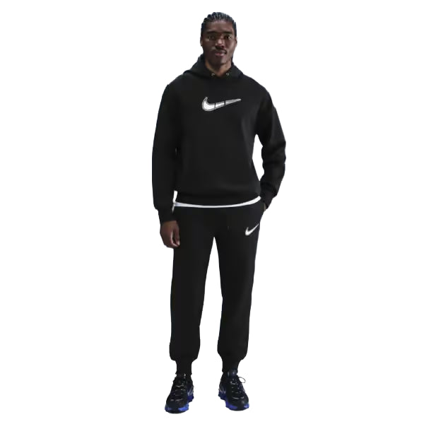 TUTA UOMO COMPLETA NIKE CLUB FLEECE SET FELPA E PANTALONI NERO / BLU TEAL HV0854