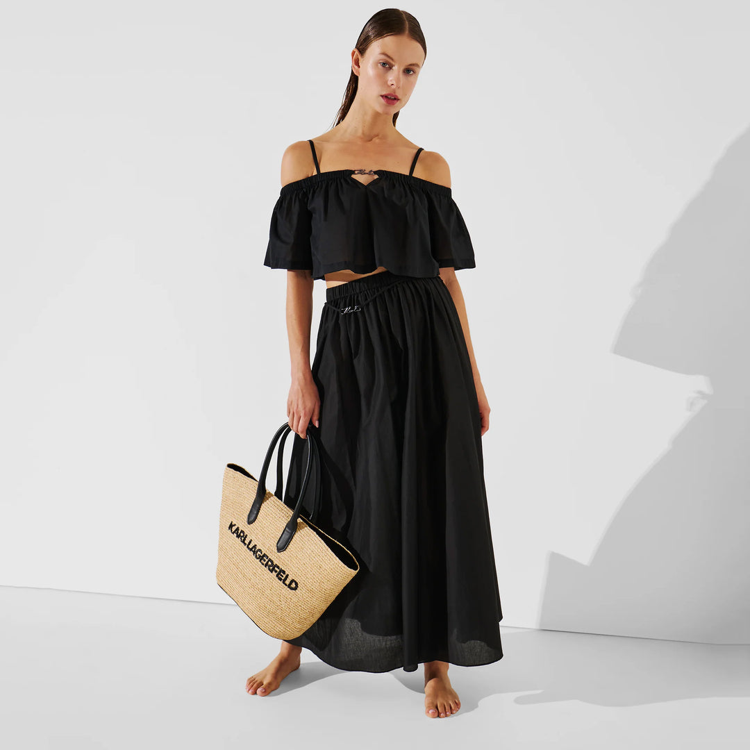 KARL LAGERFELD COTTON A-LINE MAXI SKIRT KHA2W46043