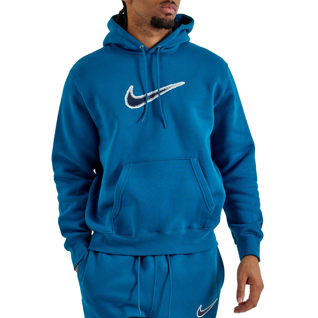 TUTA UOMO COMPLETA NIKE CLUB FLEECE SET FELPA E PANTALONI NERO / BLU TEAL HV0854