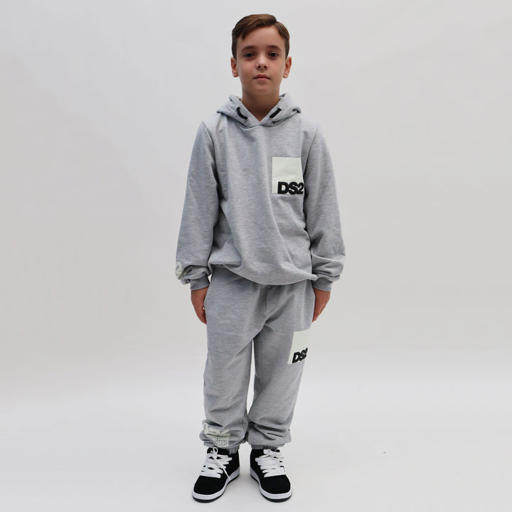 FW25K031 - Felpe - Bambini - Con Cappuccio - DS2 - Grigia - Drop Season 2 - Look Casual - Abbigliamento Autunno/Inverno 2025