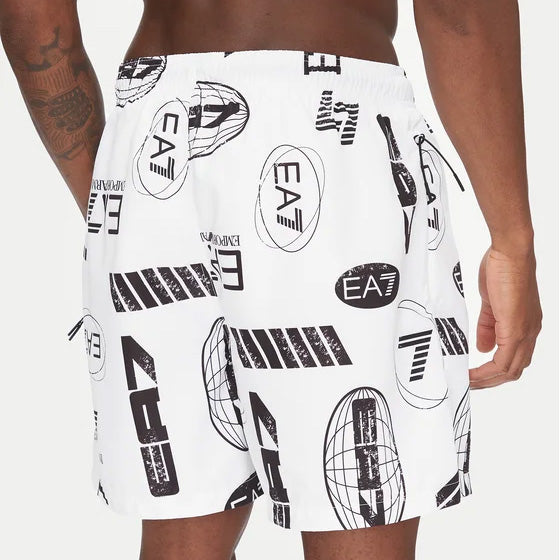 COSTUME DA BAGNO UOMO EA7 EMPORIO ARMANI BOXER LOGO ALL-OVER