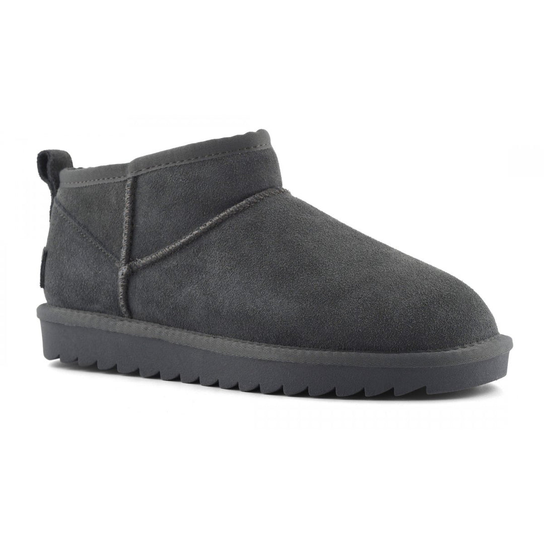 HC.YW078 - Scarpe - Colors Of California - STIVALETTO DONNA - CAMOSCIO FODERA LANA - Scarpa Invernale - Calore & Stile - Comfort Slip-On Essenziale - Grigia & Marrone