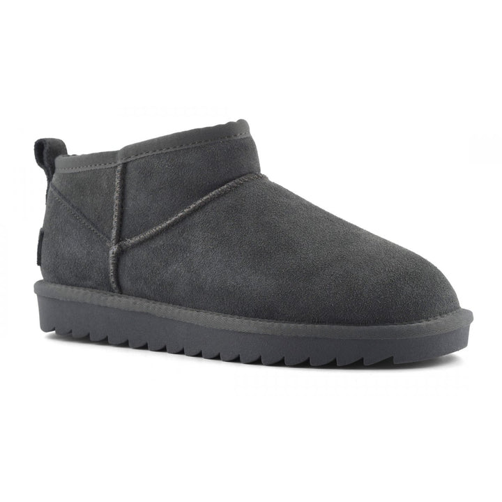 HC.YW078 - Scarpe - Colors Of California - STIVALETTO DONNA - CAMOSCIO FODERA LANA - Scarpa Invernale - Calore & Stile - Comfort Slip-On Essenziale - Grigia & Marrone