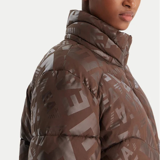 7W000654 AF16408 - GIUBBOTTO EA7 EMPORIO ARMANI MONOGRAM ALL-OVER FANCY CHOCOLATE BROWN