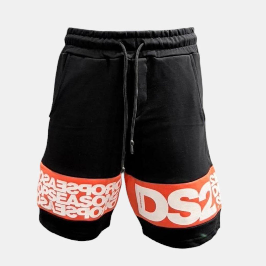 BERMUDA UOMO DROP SEASON 2 BLACK WHITE LOGO PRINTS