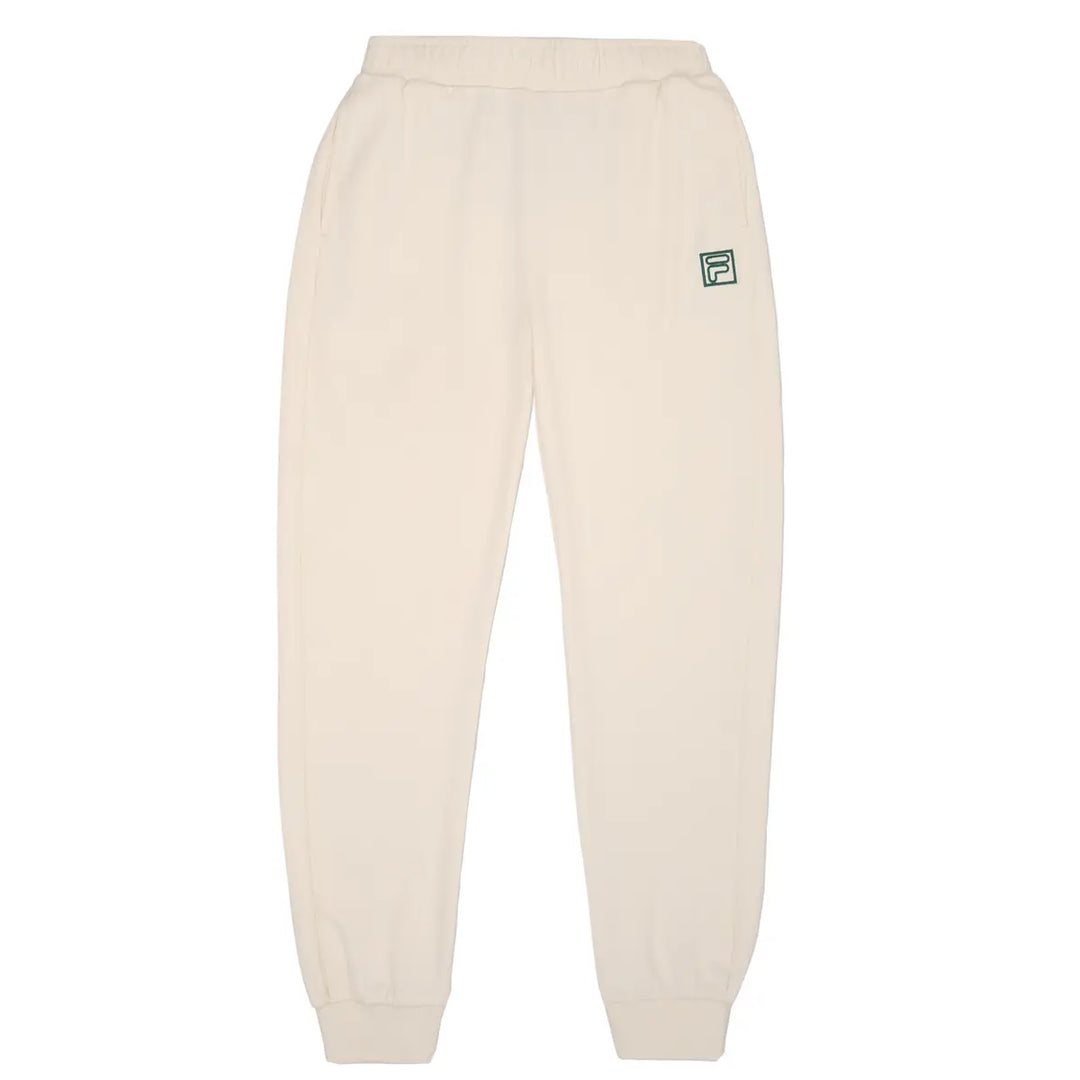 FAT0709 - Pantaloni - Fila - Bambini - Colore Neutro - Logo Verde - Stile Iconico - Tessuto Felpato - Aderente - Abbigliamento Autunno Invernale