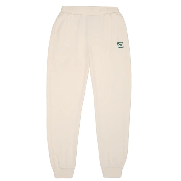 FAT0709 - Pantaloni - Fila - Bambini - Colore Neutro - Logo Verde - Stile Iconico - Tessuto Felpato - Aderente - Abbigliamento Autunno Invernale