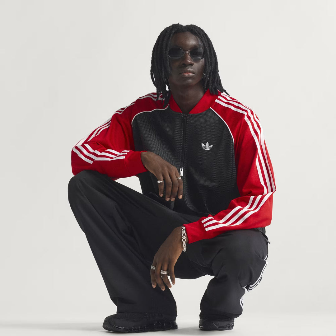 GIACCA ADIDAS ORIGINALS SST LOOSE MESH TRACK TOP ROSSO NERO KE0115 UOMO