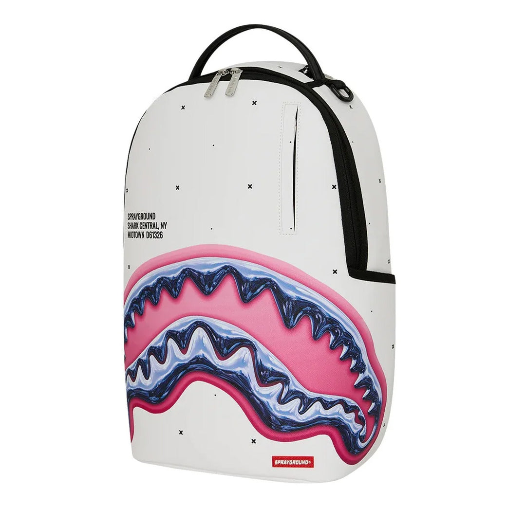 ZAINO UNISEX SPRAYGROUND SHARK CENTRAL LIQUID CHROME BIANCO