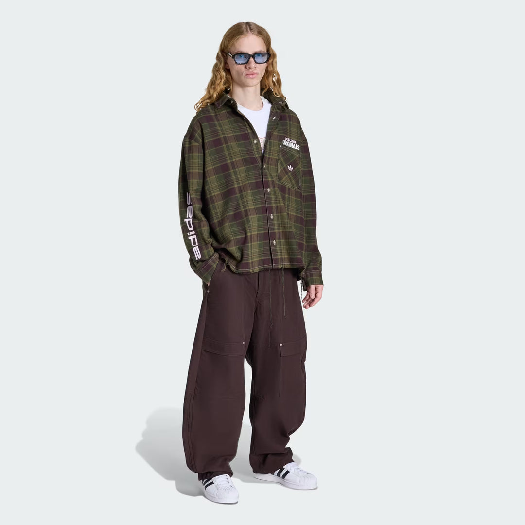 CAMICIA UOMO ADIDAS ORIGINALS FLANELLA A QUADRI VERDE OLIVA