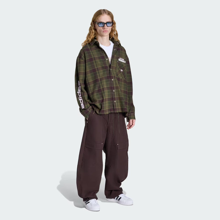 CAMICIA UOMO ADIDAS ORIGINALS FLANELLA A QUADRI VERDE OLIVA