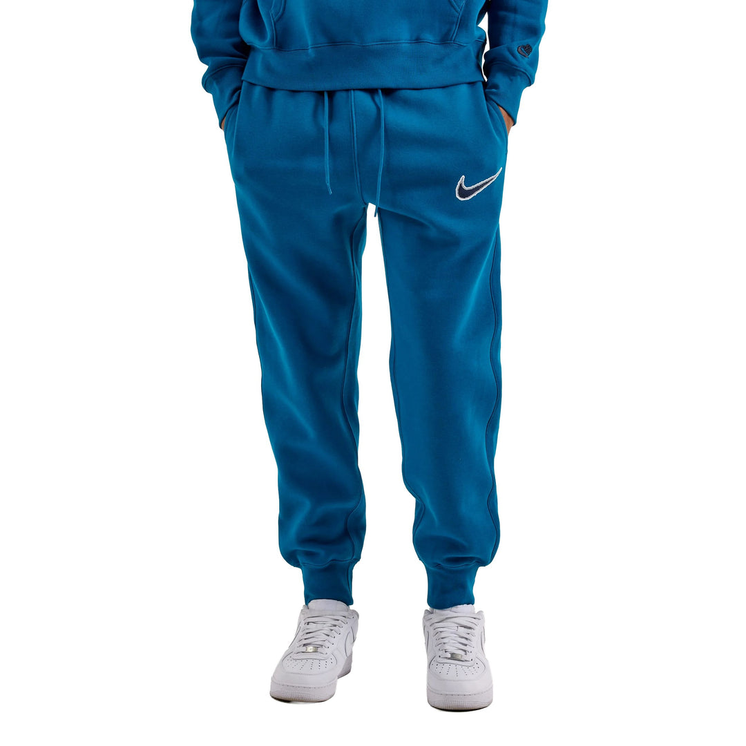 TUTA UOMO COMPLETA NIKE CLUB FLEECE SET FELPA E PANTALONI NERO / BLU TEAL HV0854
