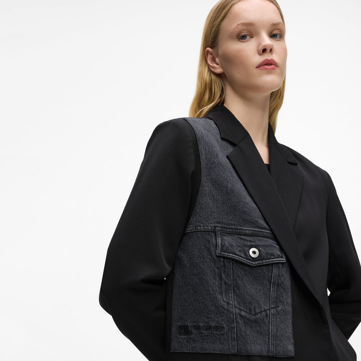 BLAZER MIXED DENIM KARL LAGERFELD JEANS BLACK AND BLUE KLB1W14026