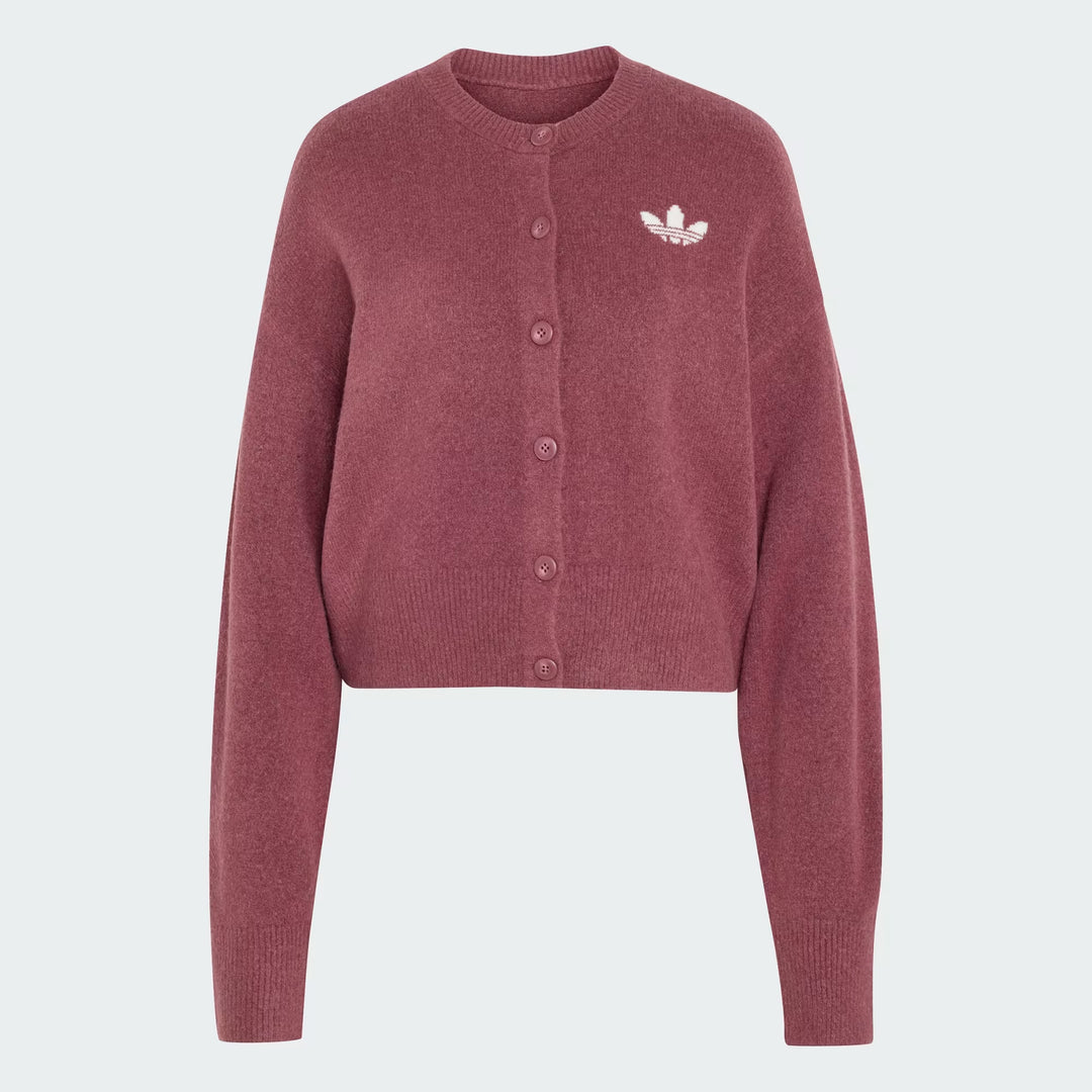 CARDIGAN IN MAGLIA DONNA ADIDAS ORIGINALS ESSENTIALS KNIT ROSA BORDEAUX