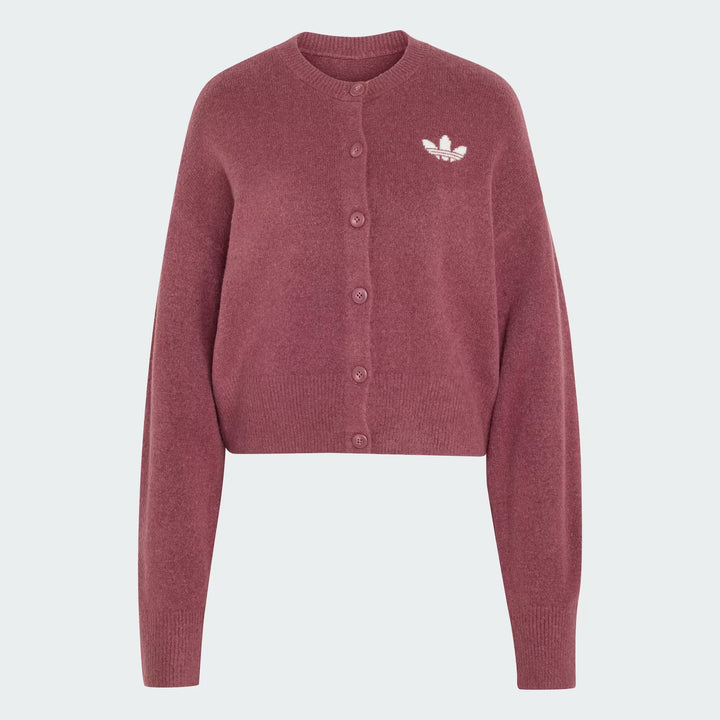 CARDIGAN IN MAGLIA DONNA ADIDAS ORIGINALS ESSENTIALS KNIT ROSA BORDEAUX