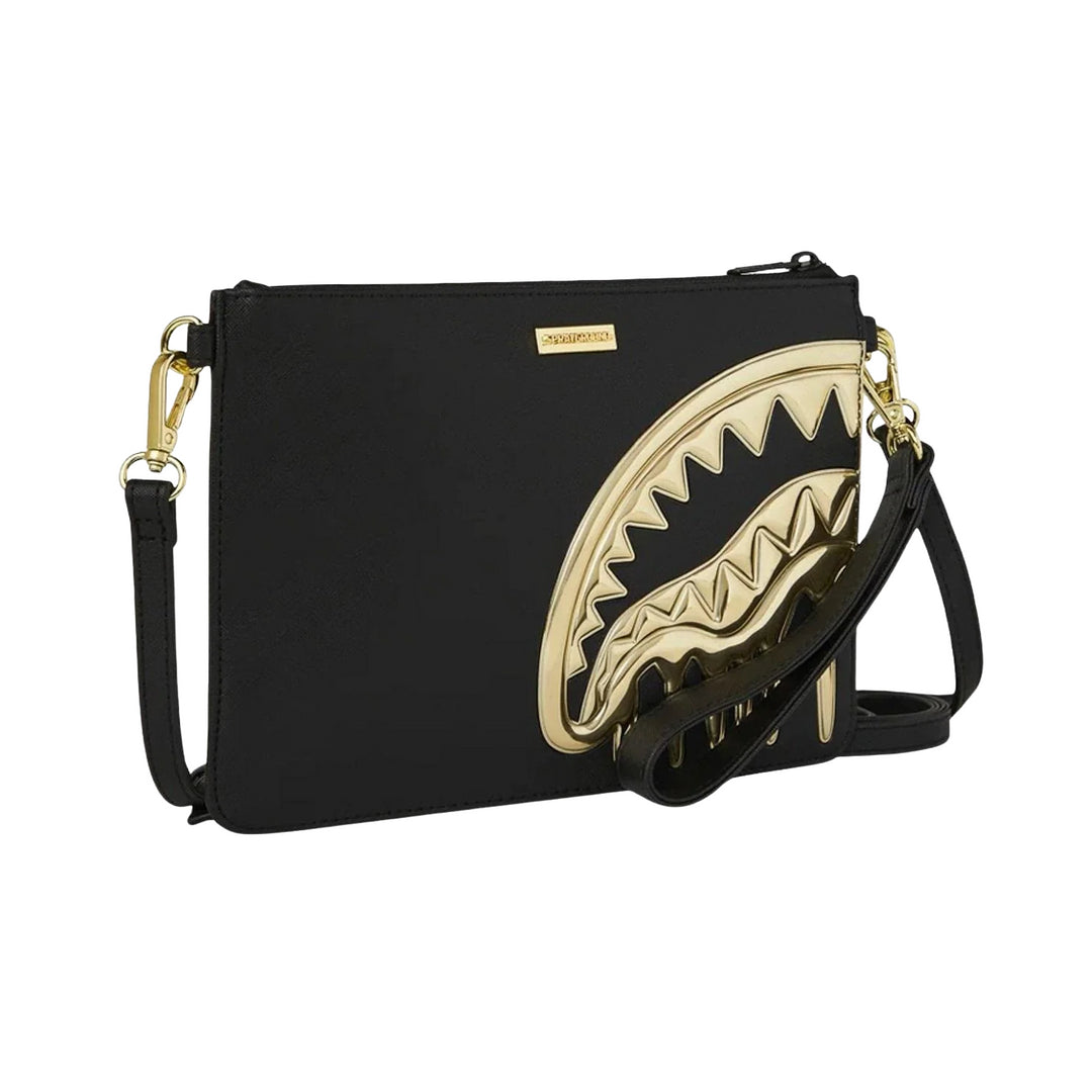 910B8271NSZ - Borse - Unisex - Sprayground - SHARK BITE LUXE GOLD - Nera & Oro - Ecopelle - Luxury Street - Luxe Gold - Pochette - Streetwear - Accessorio