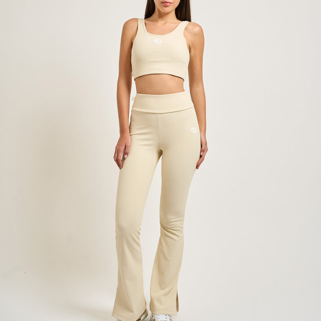 PANTALONI DONNA EA7 EMPORIO ARMANI A ZAMPA IN MAGLIA A COSTE