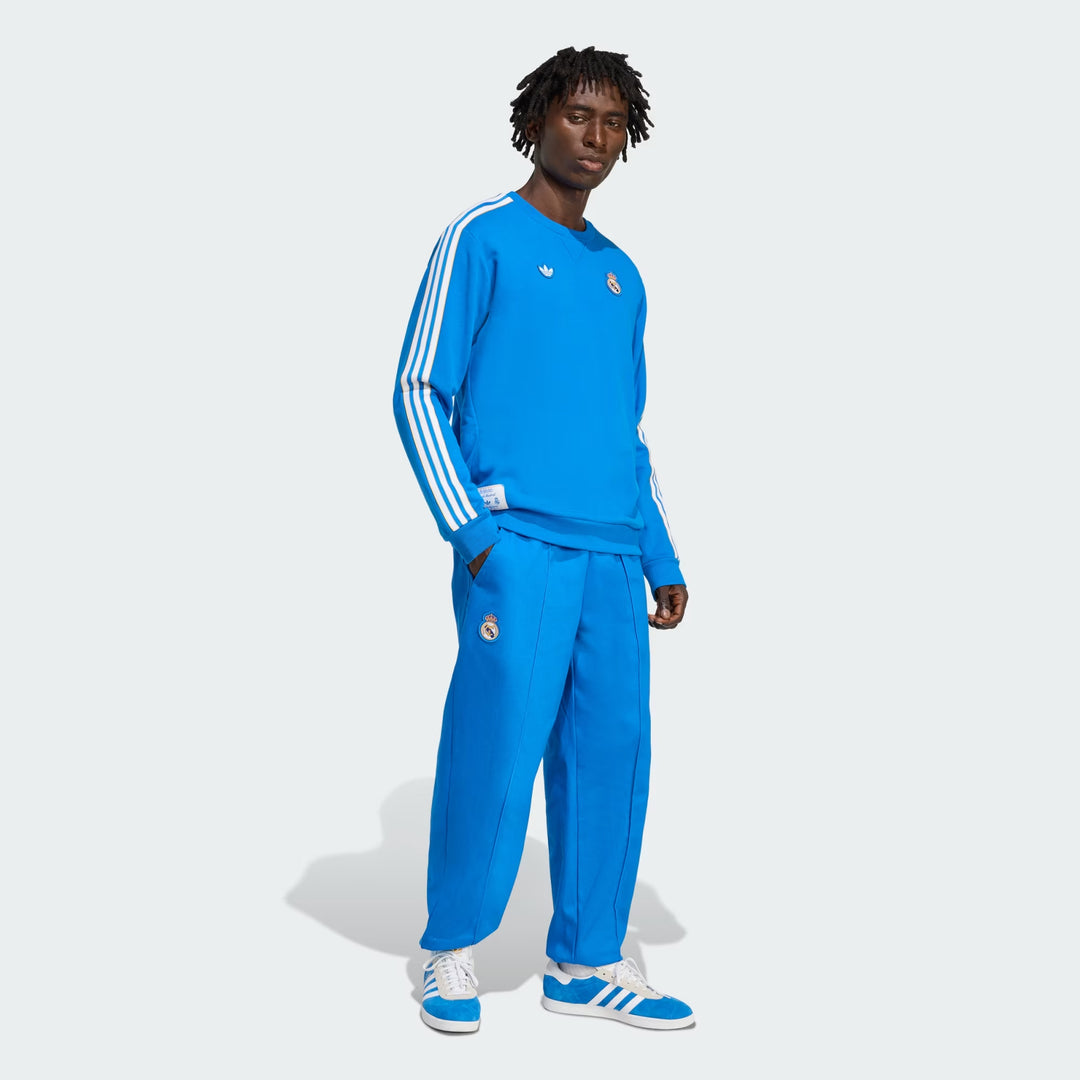FELPA GIROCOLLO ADIDAS ORIGINALS REAL MADRID TERRACE ICONS BLU BIRD JN3066