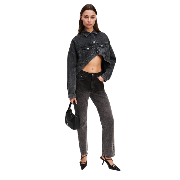A3W14060 - Giacche - Jeans - Donna - KARL LAGERFELD - SPORTY-CHIC - Washed Black - Cut/Out - Look Streetwear - Denim Jacket - Abbigliamento