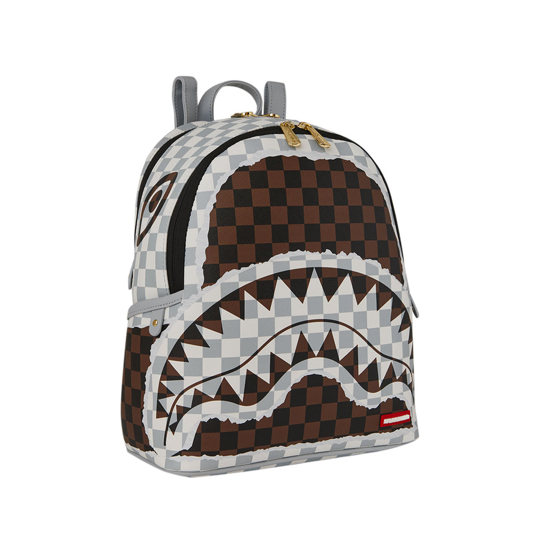 ZAINO BACKPACK SPRAYGROUND CREAM & BROWN TEAR CHECK SAVAGE SIMILPELLE 910B8291NSZ