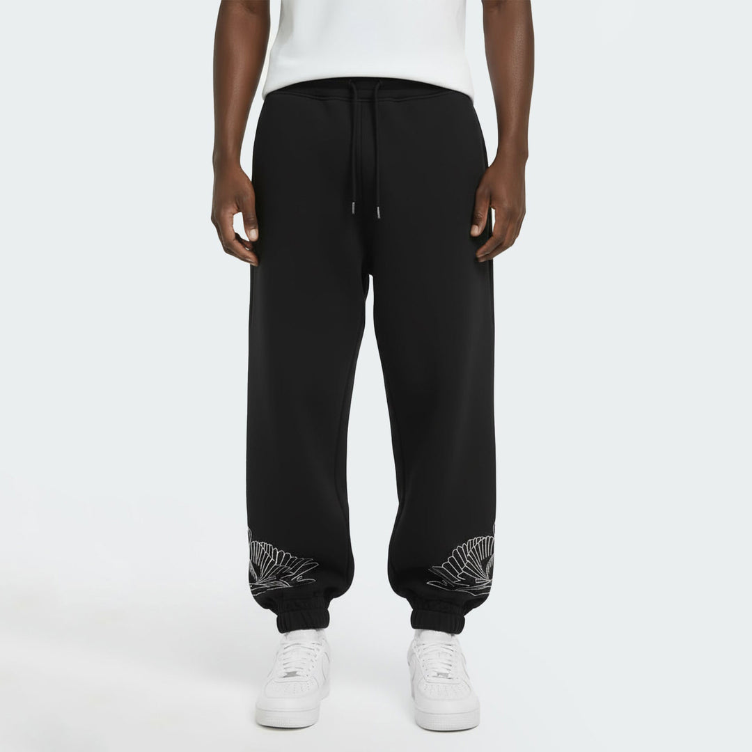 F5CAMAFP004 - Pantaloni - Tuta - MARCELO BURLON - County of Milan - Nero - Con Logo Grafico - Cordino Regolabile - Streetwear