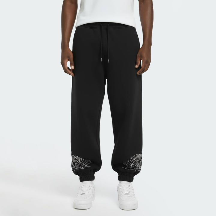F5CAMAFP004 - Pantaloni - Tuta - MARCELO BURLON - County of Milan - Nero - Con Logo Grafico - Cordino Regolabile - Streetwear
