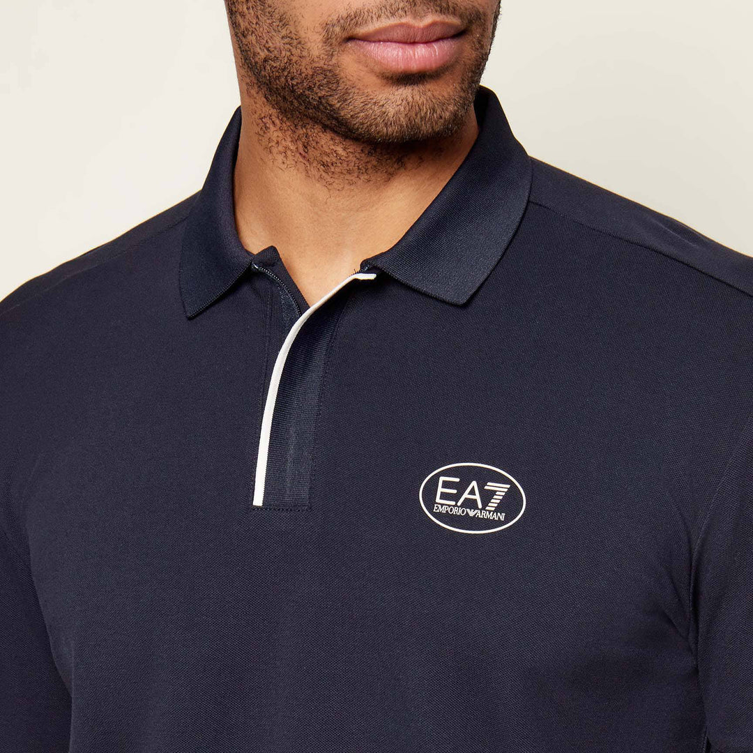 POLO TECNICA UOMO EA7 EMPORIO ARMANI CON ZIP E LOGO OVALE