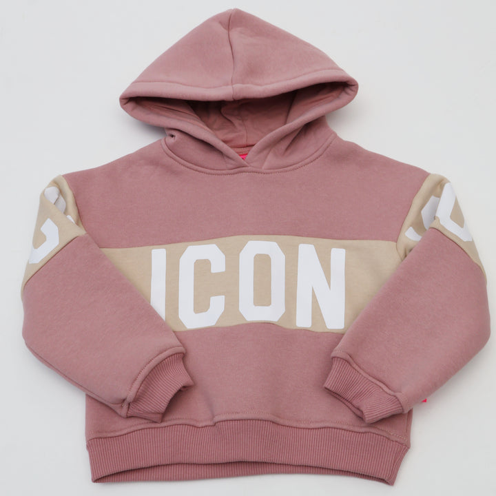 TUTA ICON NEONATI BAMBINI IN COTONE FELPATO ROSA E BEIGE INGFS00891