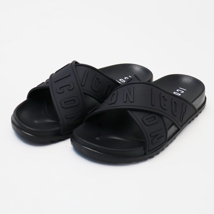 CIABATTE ICON SLIDE LOGO BLACK UOMO