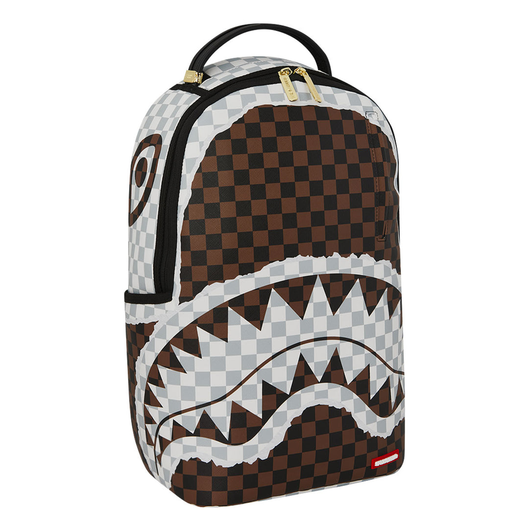 ZAINO BACKPACK SPRAYGROUND CREAM AND BROWN TEAR CHECK PELLE VEGANA 910B8290NSZ