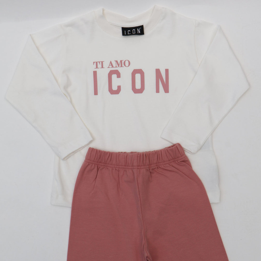 TUTA ICON "TI AMO" NEONATO E BAMBINO ROSA E BIANCO INGFS00898