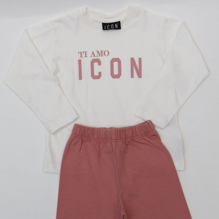 TUTA ICON "TI AMO" NEONATO E BAMBINO ROSA E BIANCO INGFS00898