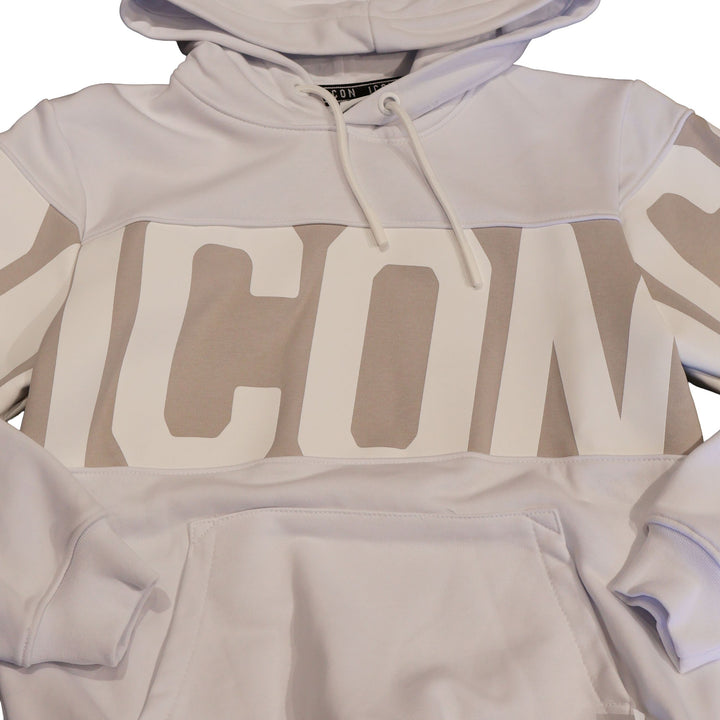 FELPA CON CAPPUCCIO ICON LOGO WHITE JUNIOR