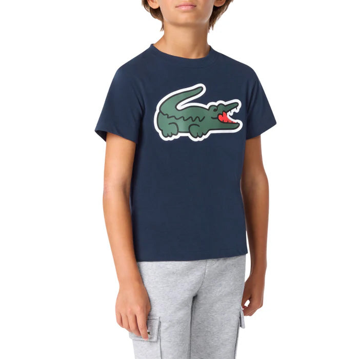 T-SHIRT JUNIOR UNISEX LACOSTE ULTRA DRY CON MAXI COCCODRILLO