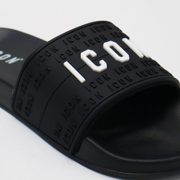 CIABATTE ICON SLIDE BLACK UOMO