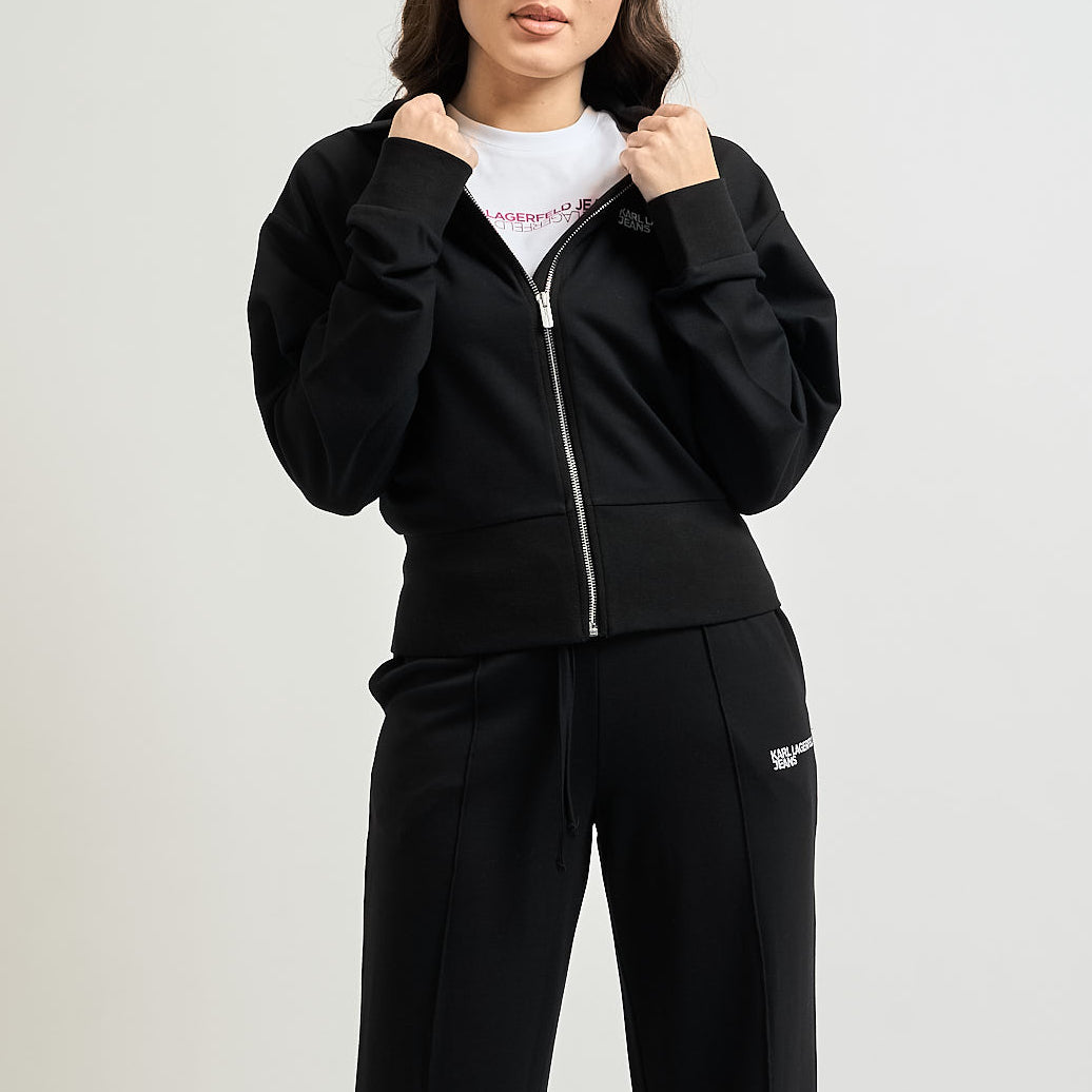 FELPA CON ZIP E CAPPUCCIO DONNA KARL LAGERFELD JEANS NERA