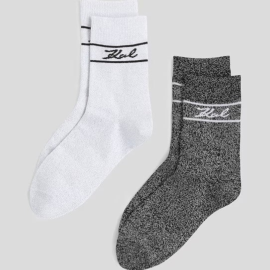 A3W43002 - CALZE KARL LAGERFELD CON LOGO - SET MULTIPACK NERO E BIANCO - DONNA