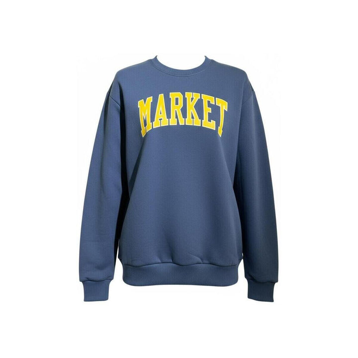 F5MKJBSW006 - FELPA BAMBINI CON CAPPUCCIO MARKET LOGO KIDS - BLU E NERO
