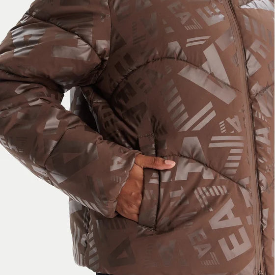 7W000654 AF16408 - GIUBBOTTO EA7 EMPORIO ARMANI MONOGRAM ALL-OVER FANCY CHOCOLATE BROWN