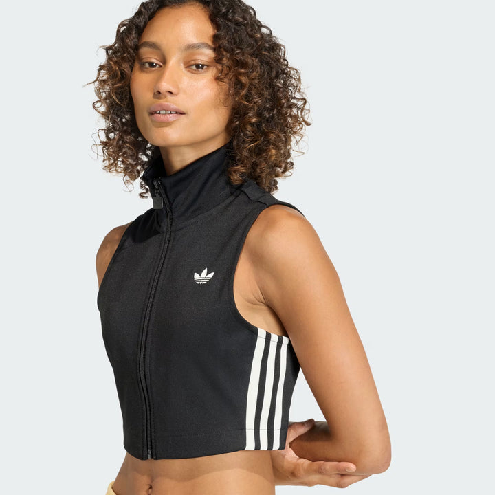TOP ADIDAS ORIGINALS ESSENTIALS RIBBED FULL-ZIP BLACK