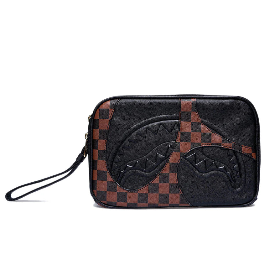910B8282NSZ - Borse - Unisex - Sprayground - Pochette - TOILETRY BAG JETSTREAM BROWN - Similpelle - Marrone & Nero - Viaggio - Streetwear - Pochette - Accessorio