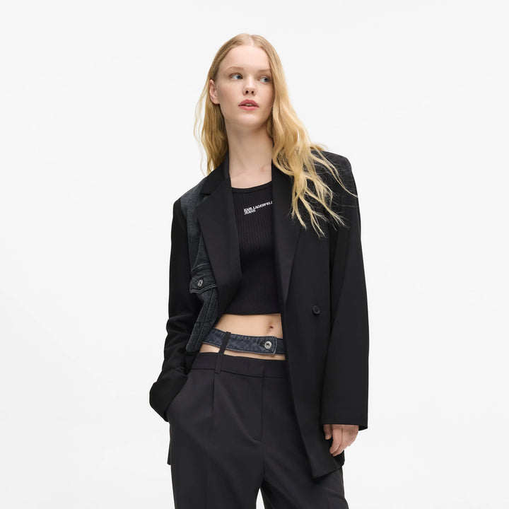 BLAZER MIXED DENIM KARL LAGERFELD JEANS BLACK AND BLUE KLB1W14026