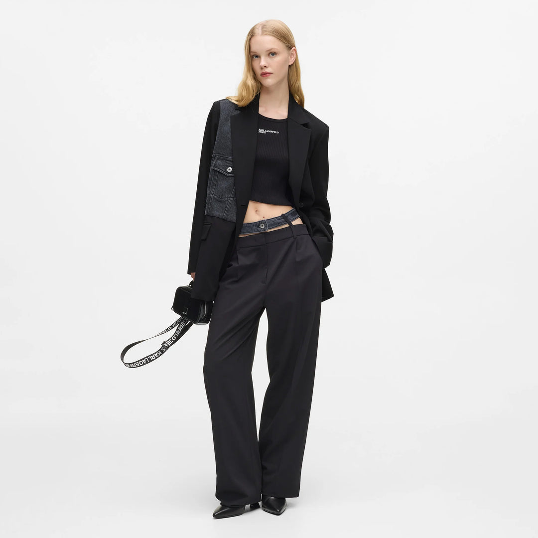 BLAZER MIXED DENIM KARL LAGERFELD JEANS BLACK AND BLUE KLB1W14026